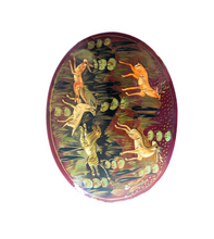 Load image into Gallery viewer, Oval Vintage Lacquered Paper Mache Box
