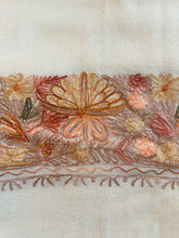 Load image into Gallery viewer, Darshan Chair Wool Meditation Shawl  - Cream with Floral Embroidered Border
