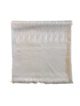 Load image into Gallery viewer, Retreat Chair Wool Meditation Shawl  - White Floral Pattern with Paisley Border
