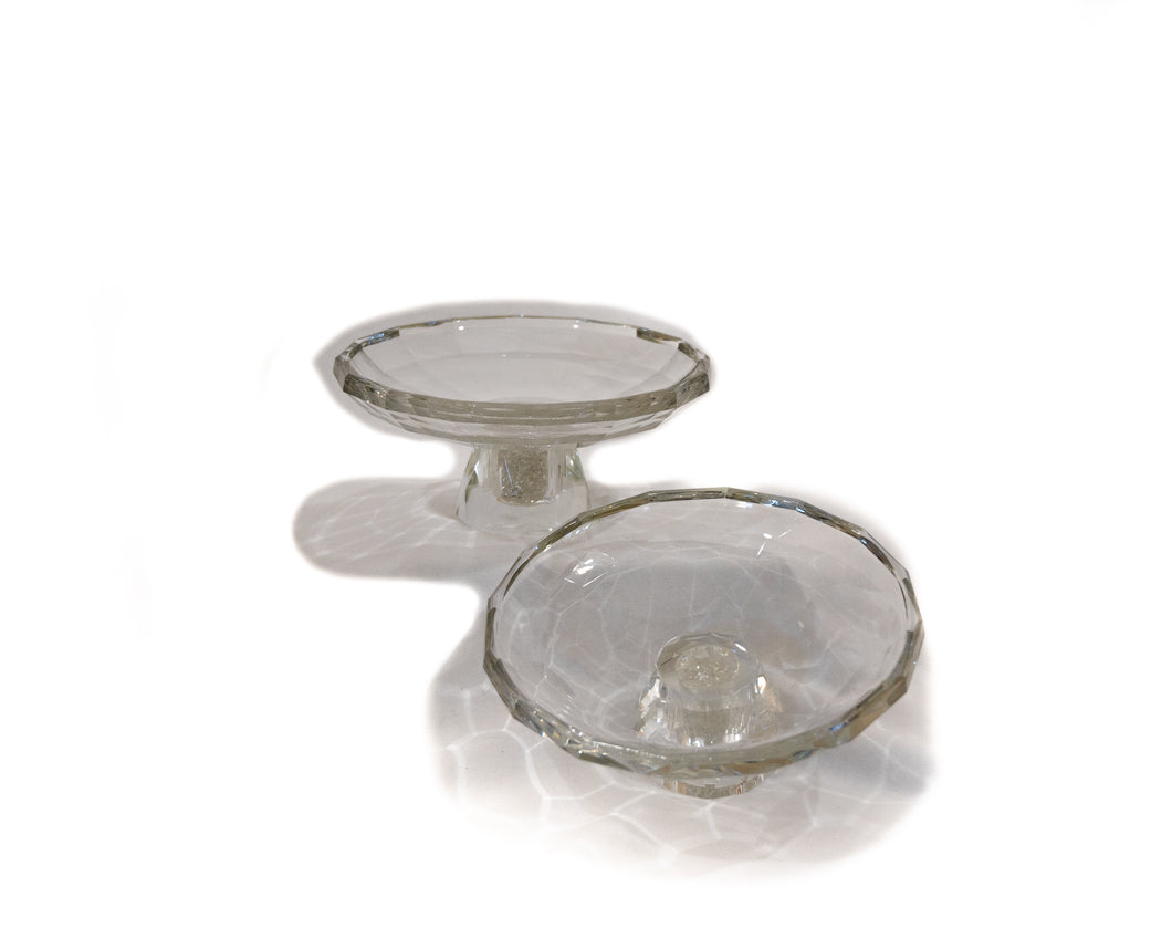 Beautiful Cut Glass Candle Holders - Set of Two