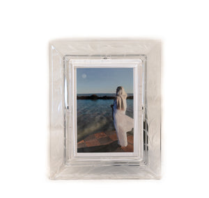 Svamiji Photo in Elegant Clear Glass Frame with Embossed Vine Pattern